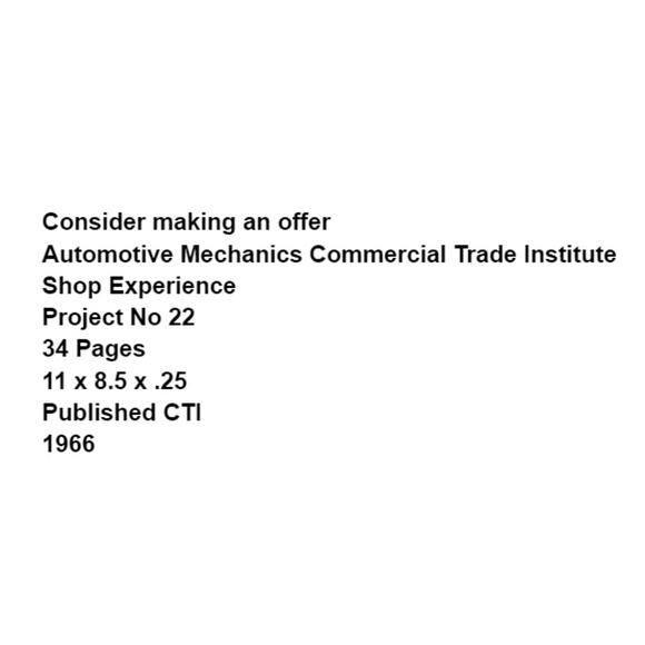 Vtg Automotive Mechanics Commercial Trade Institute Shop Experience Project 22 - Picture 2 of 7